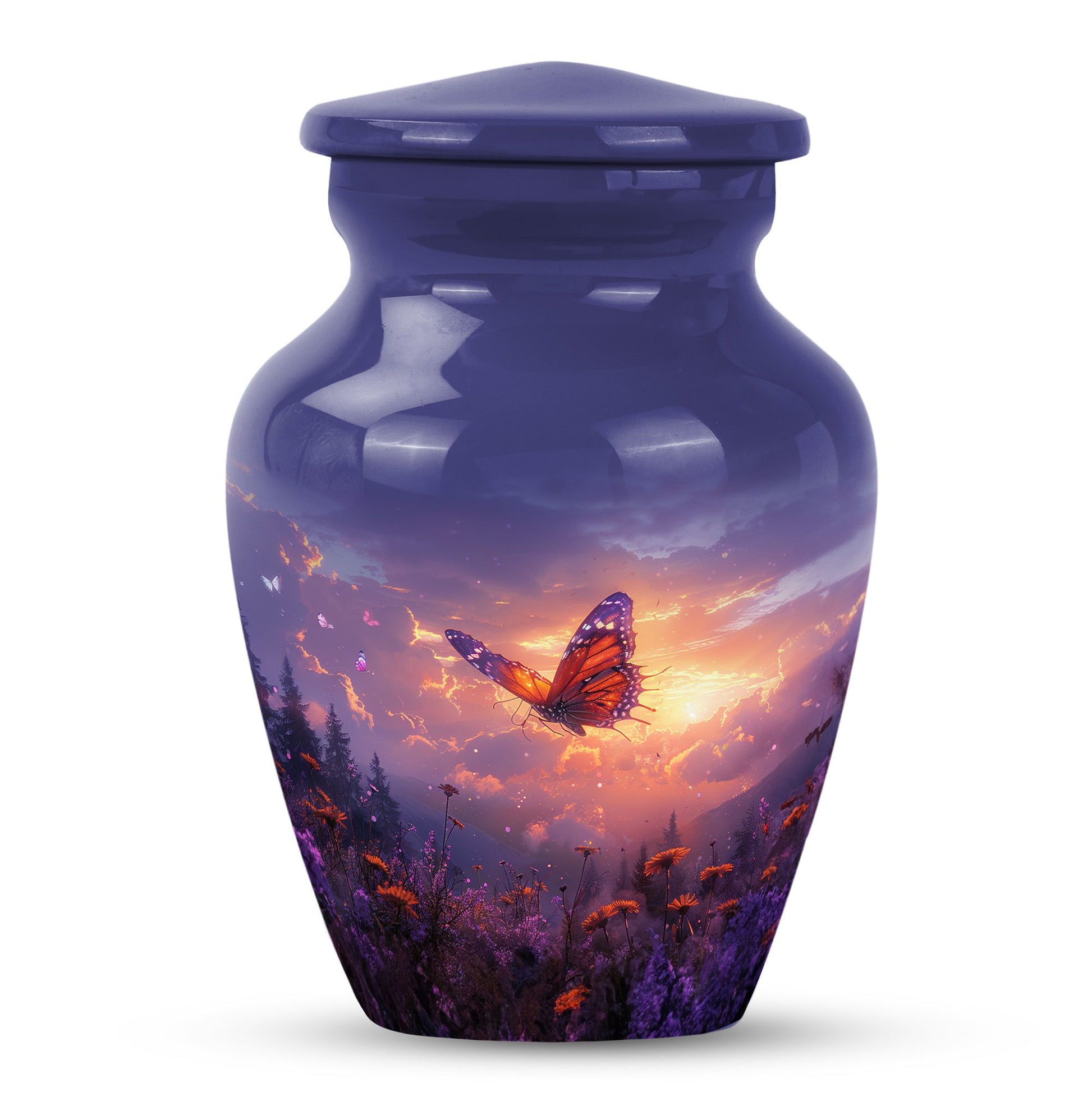 Monarch Butterfly Cremation Urn For Ashes - Purple Urns For Funeral