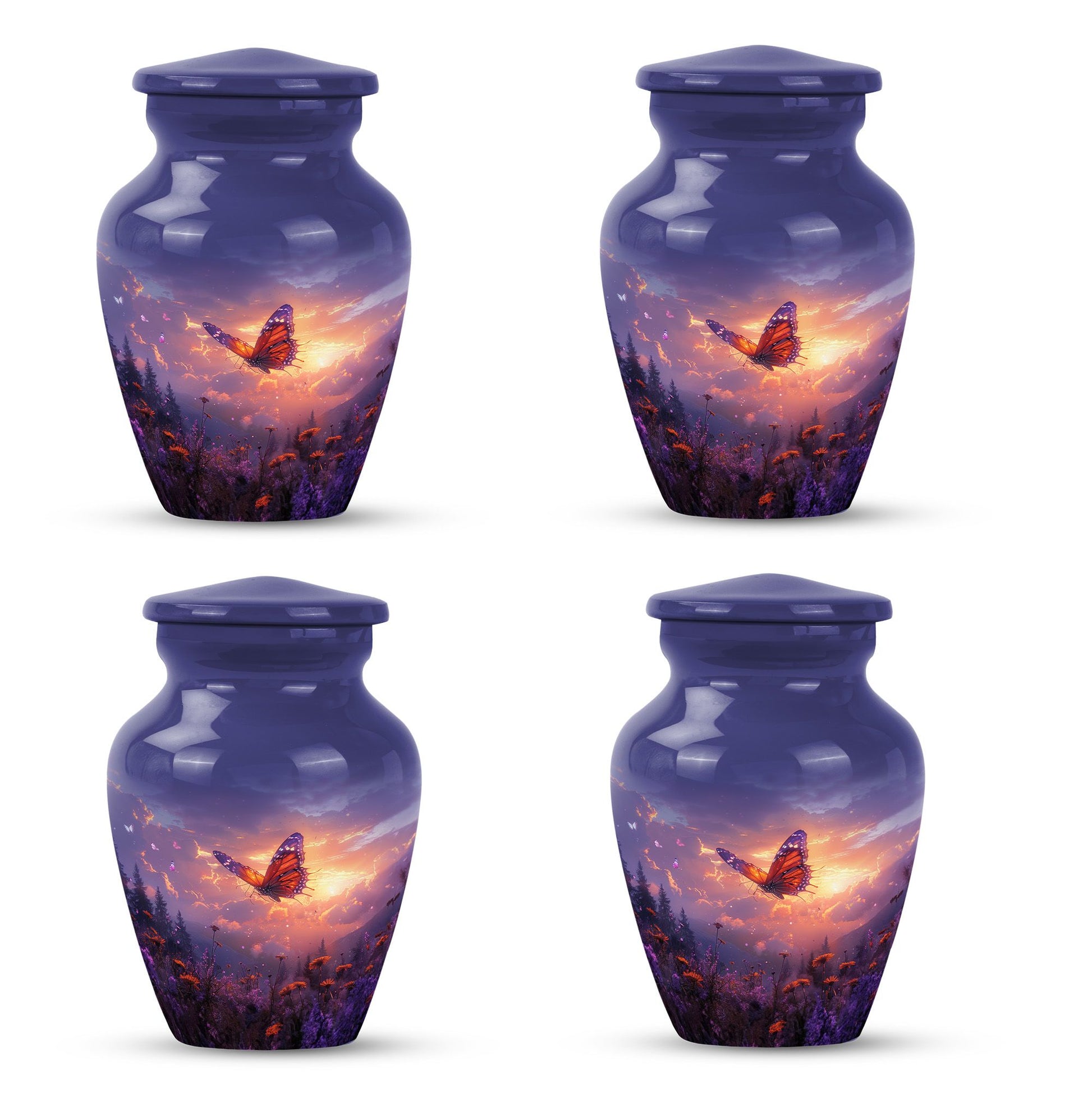 Monarch Butterfly Cremation Urn For Ashes - Purple Urns For Funeral