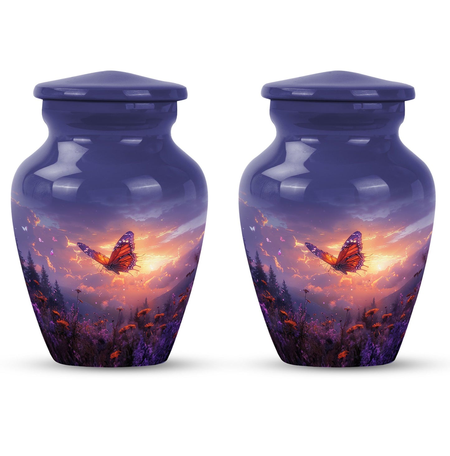 purple meadow cremation urn, Keepsake Urn