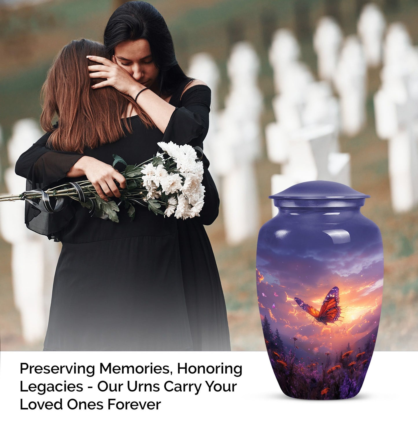 purple meadow cremation urn, Keepsake Urn