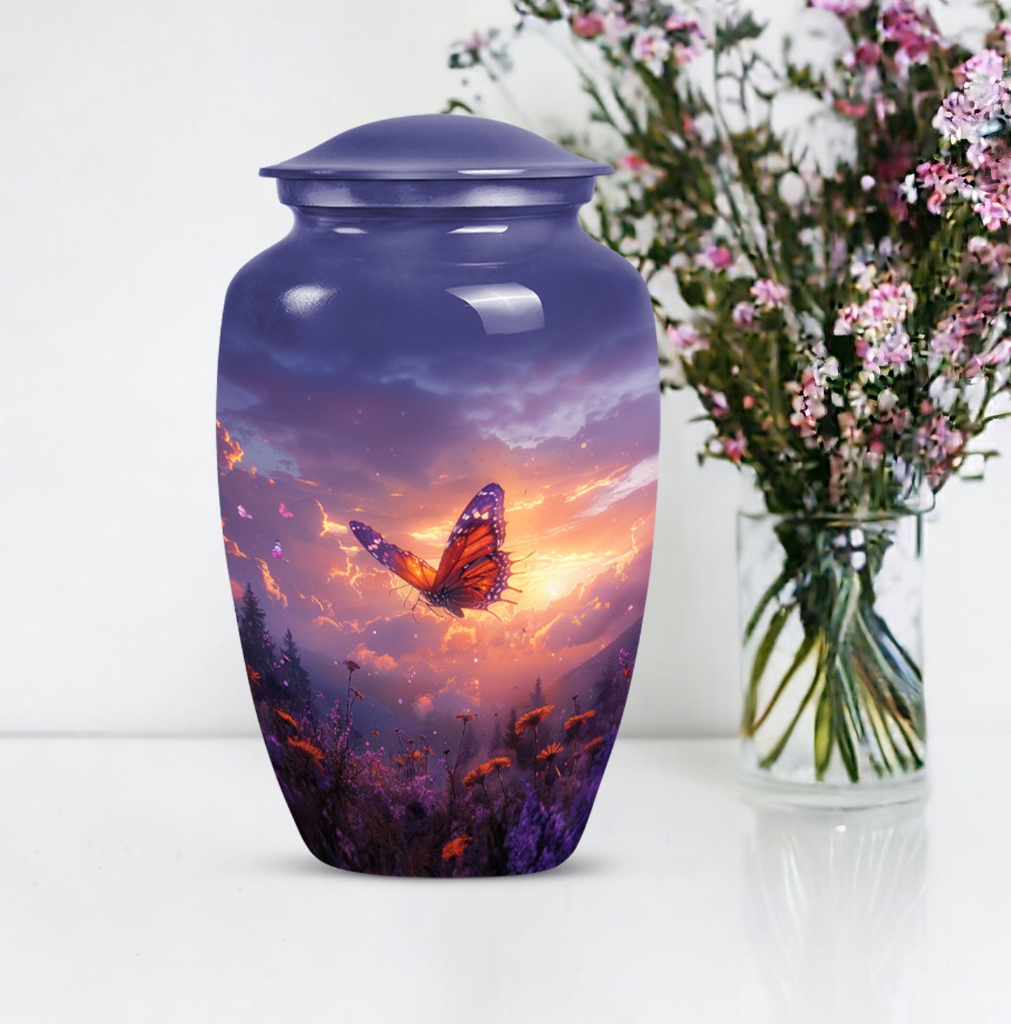purple meadow cremation urn, Keepsake Urn