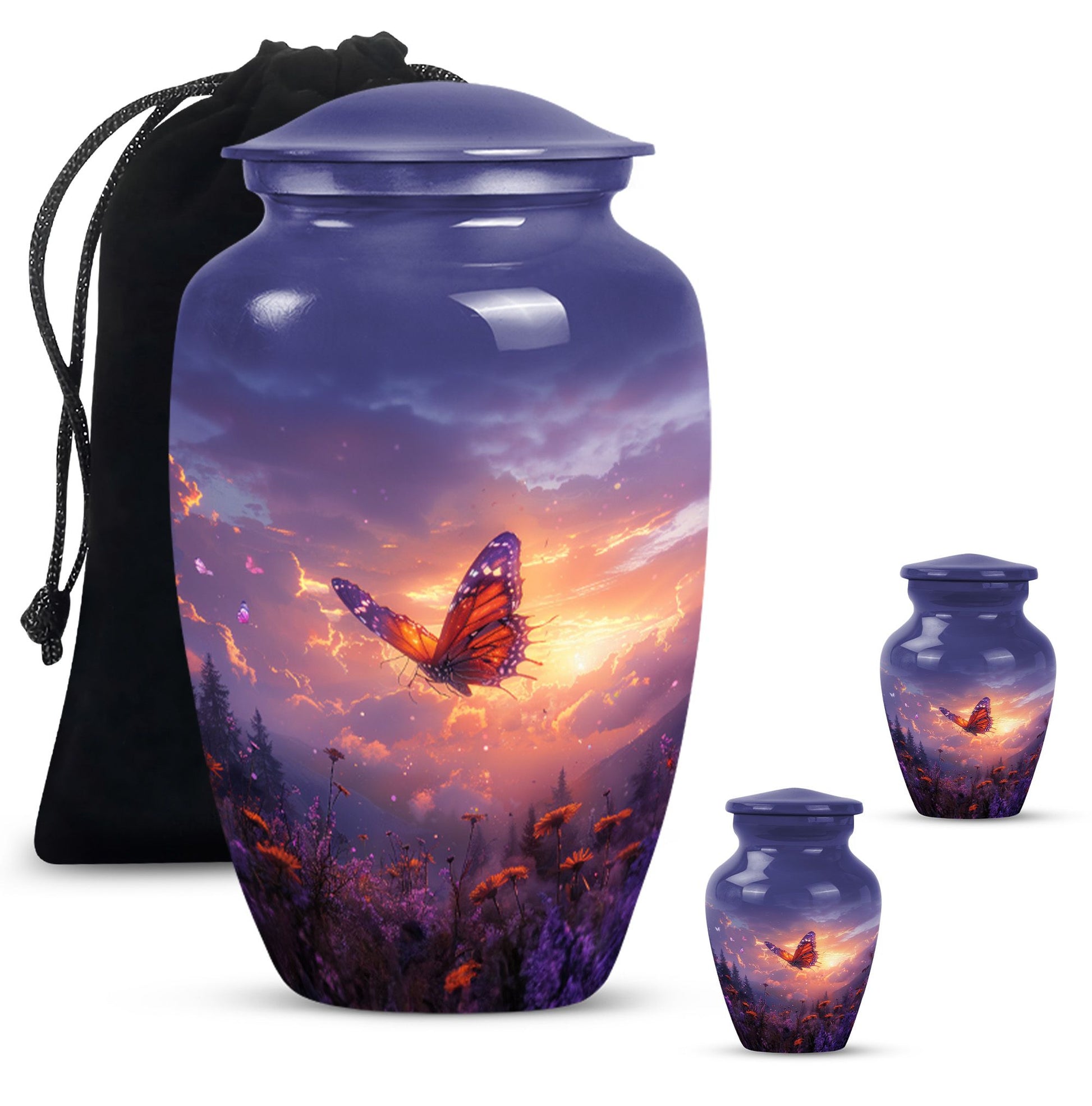 Monarch Butterfly Cremation Urn For Ashes - Purple Urns For Funeral