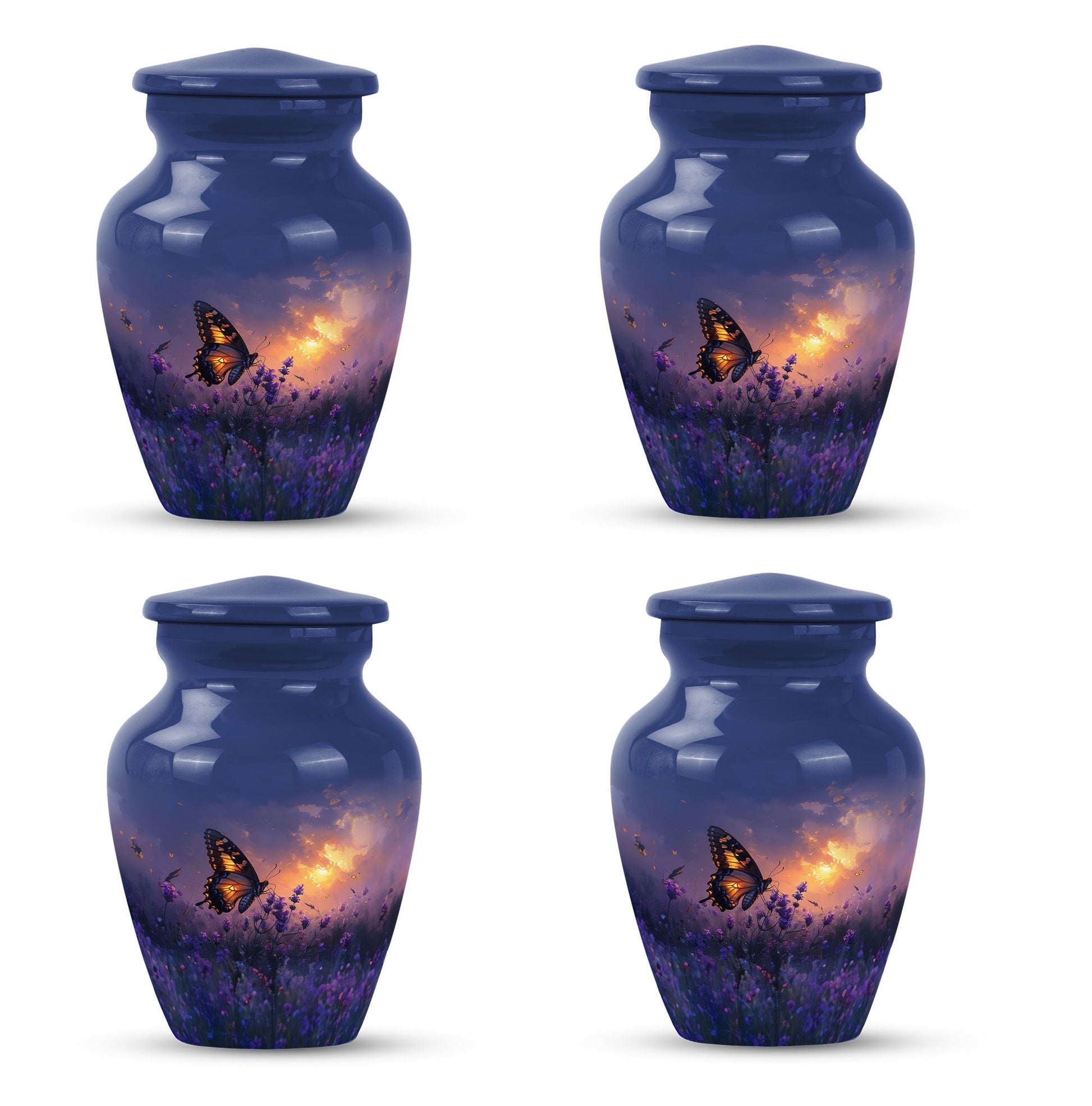 Purple Meadow Urn For Ashes - Monarch Butterfly Funeral Urn For Women