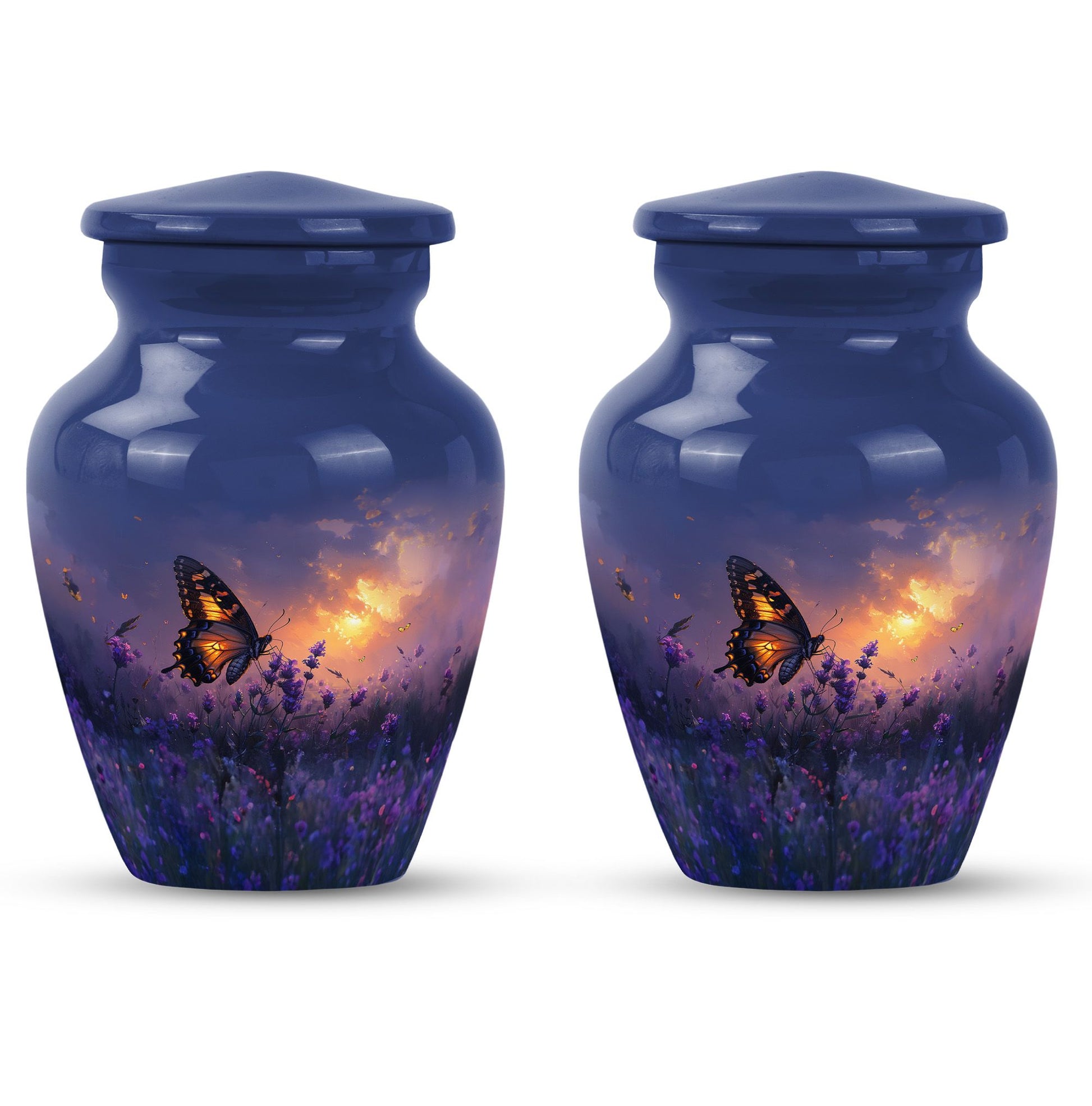 Purple Meadow Urn For Ashes - Monarch Butterfly Funeral Urn For Women