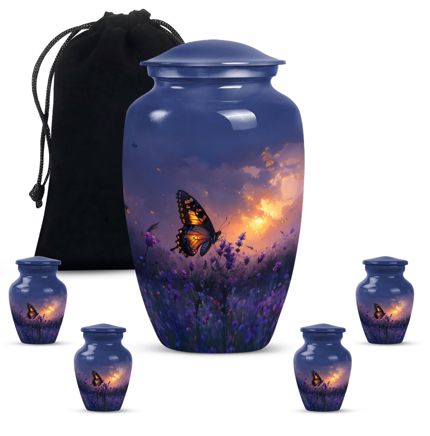 Purple Personalized Butterfly Cremation Urn for Women - 10-inch, 200 cu in - Yatskia