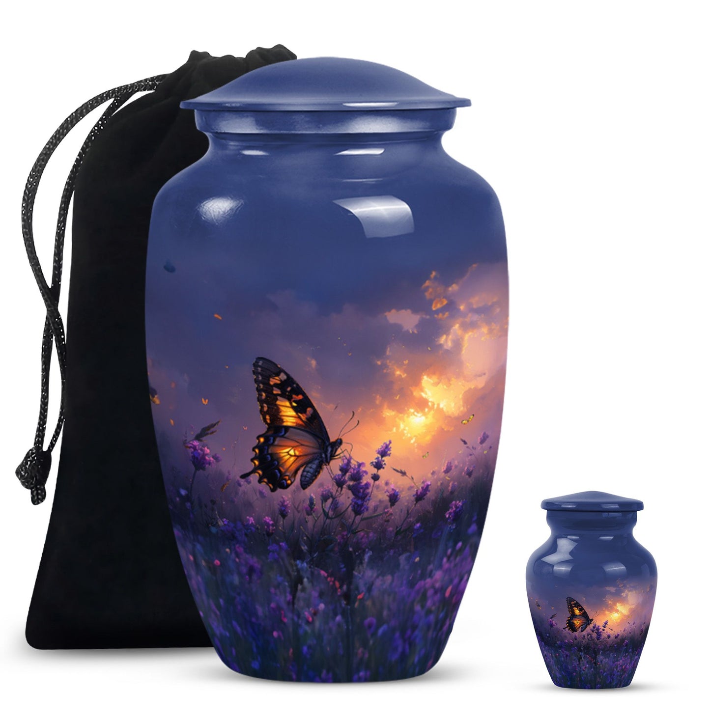 Purple Personalized Butterfly Cremation Urn for Women - 10-inch, 200 cu in - Yatskia