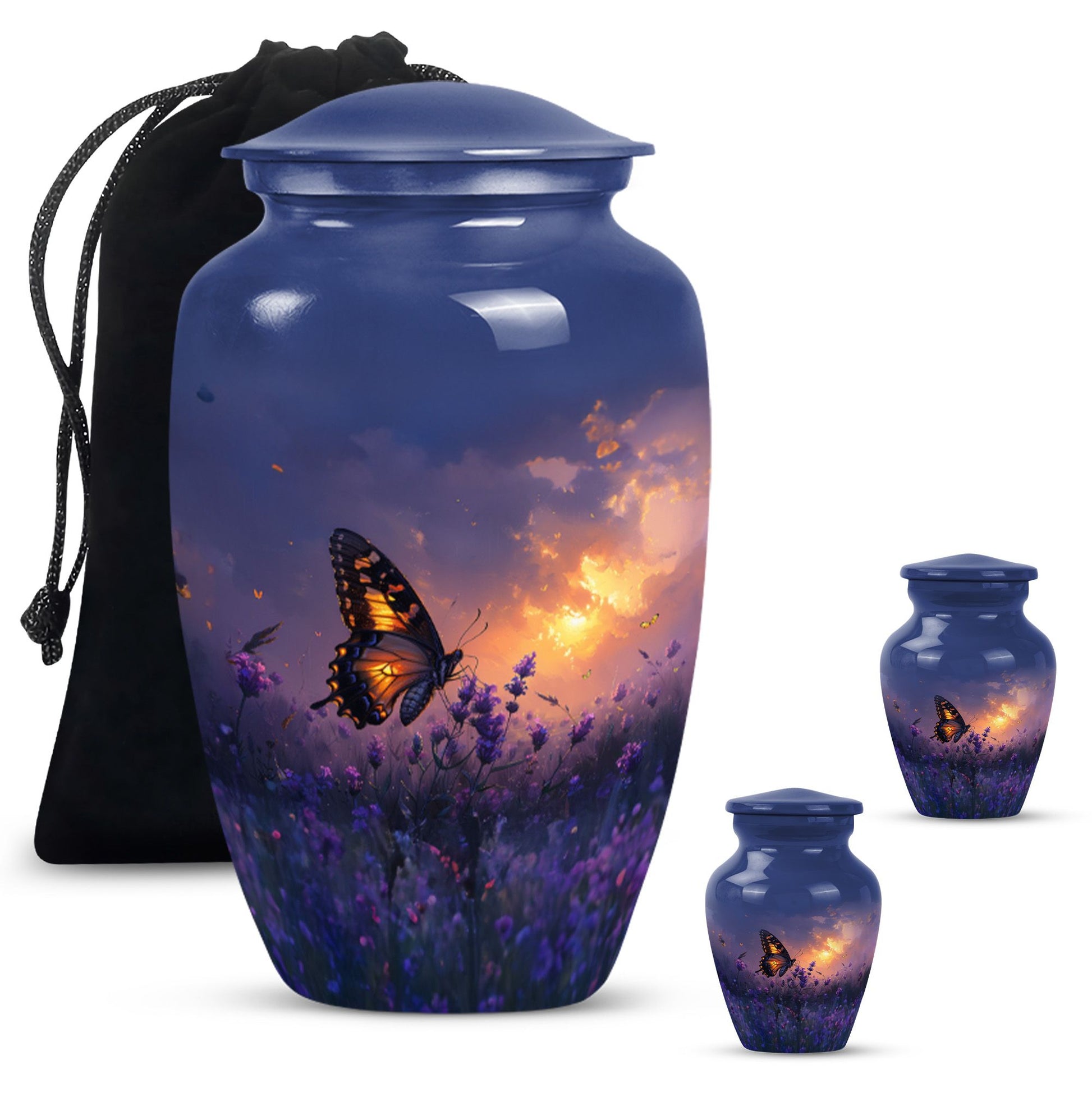 Purple Meadow Urn For Ashes - Monarch Butterfly Funeral Urn For Women