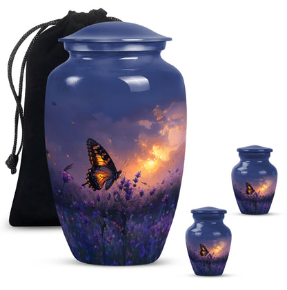 Purple Personalized Butterfly Cremation Urn for Women - 10-inch, 200 cu in - Yatskia