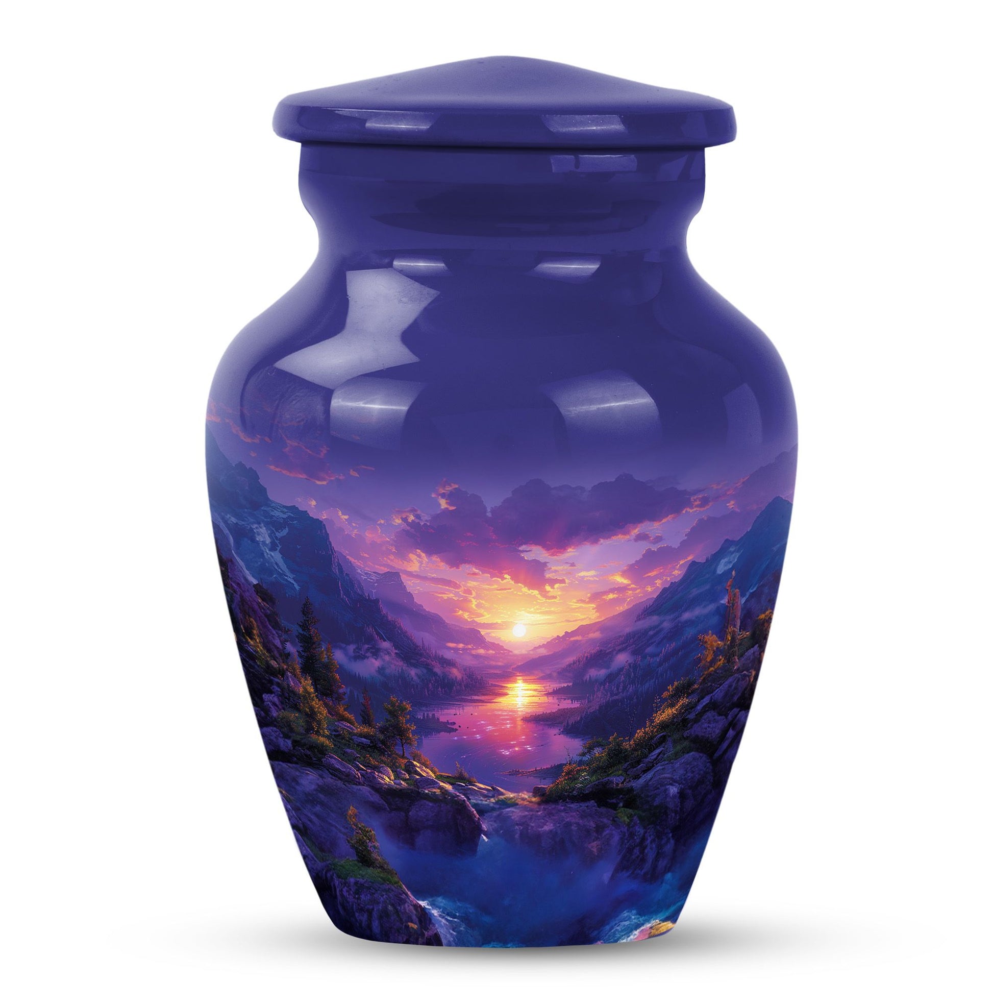 Purple Meadow Urn For Human Ashes Large - Mountain Valley Urn For Funeral