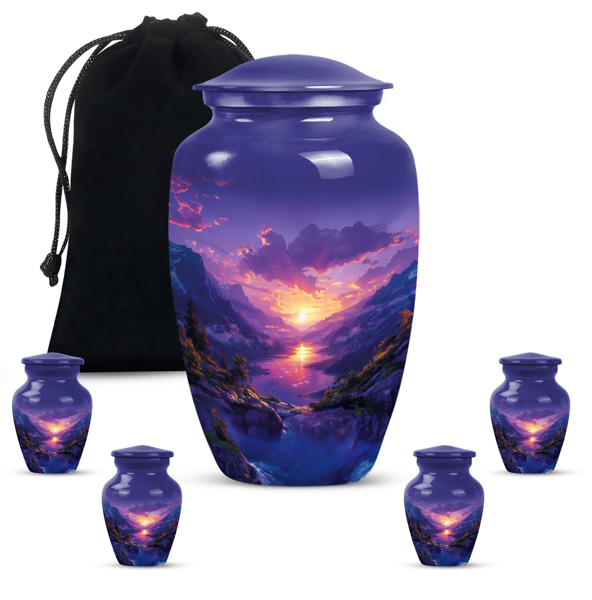 Purple Meadow Urn For Human Ashes Large - Mountain Valley Urn For Funeral