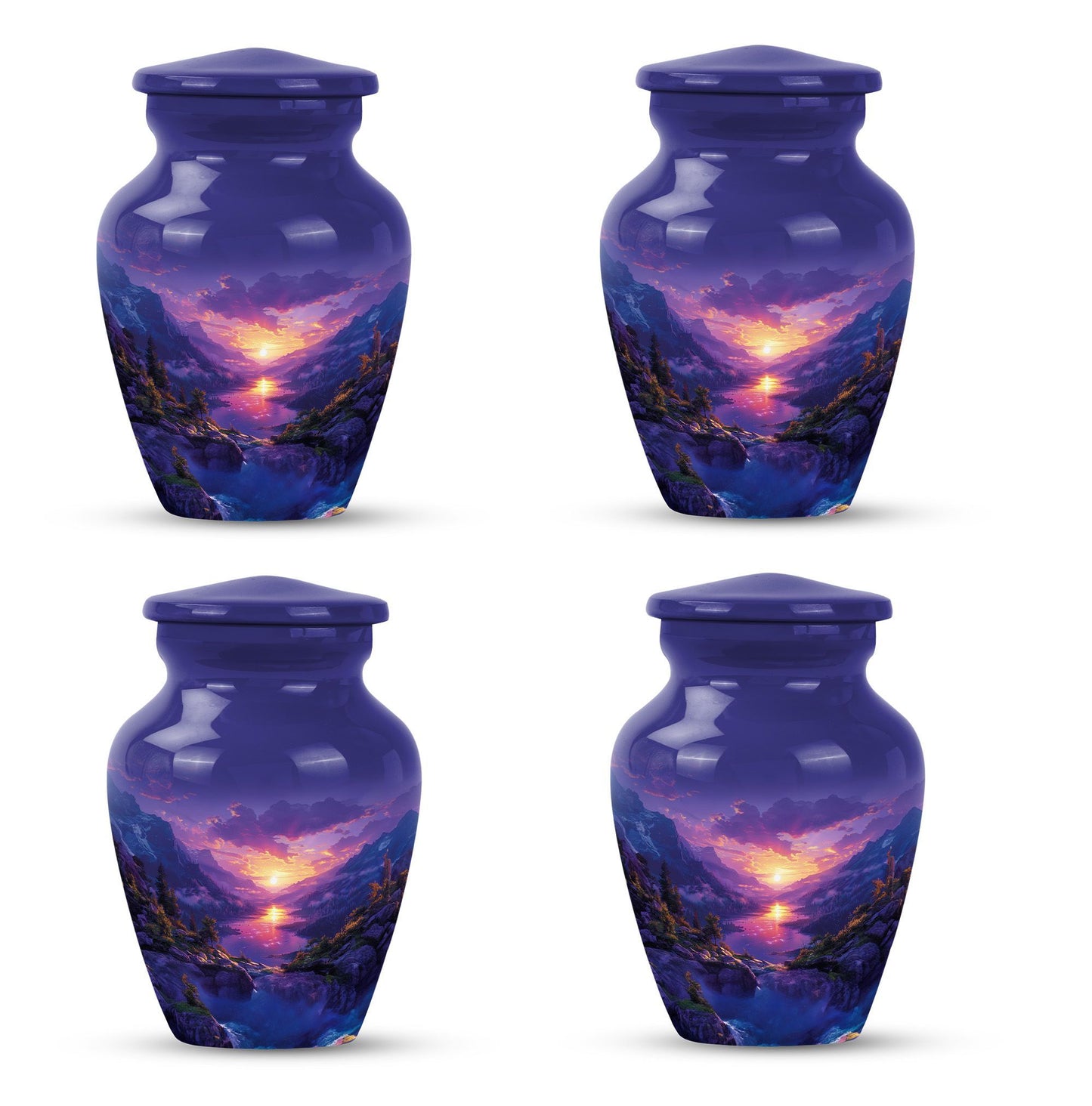 Purple meadow urn, memorial funeral urn for ashes