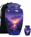 Purple Meadow Urn For Human Ashes Large - Mountain Valley Urn For Funeral