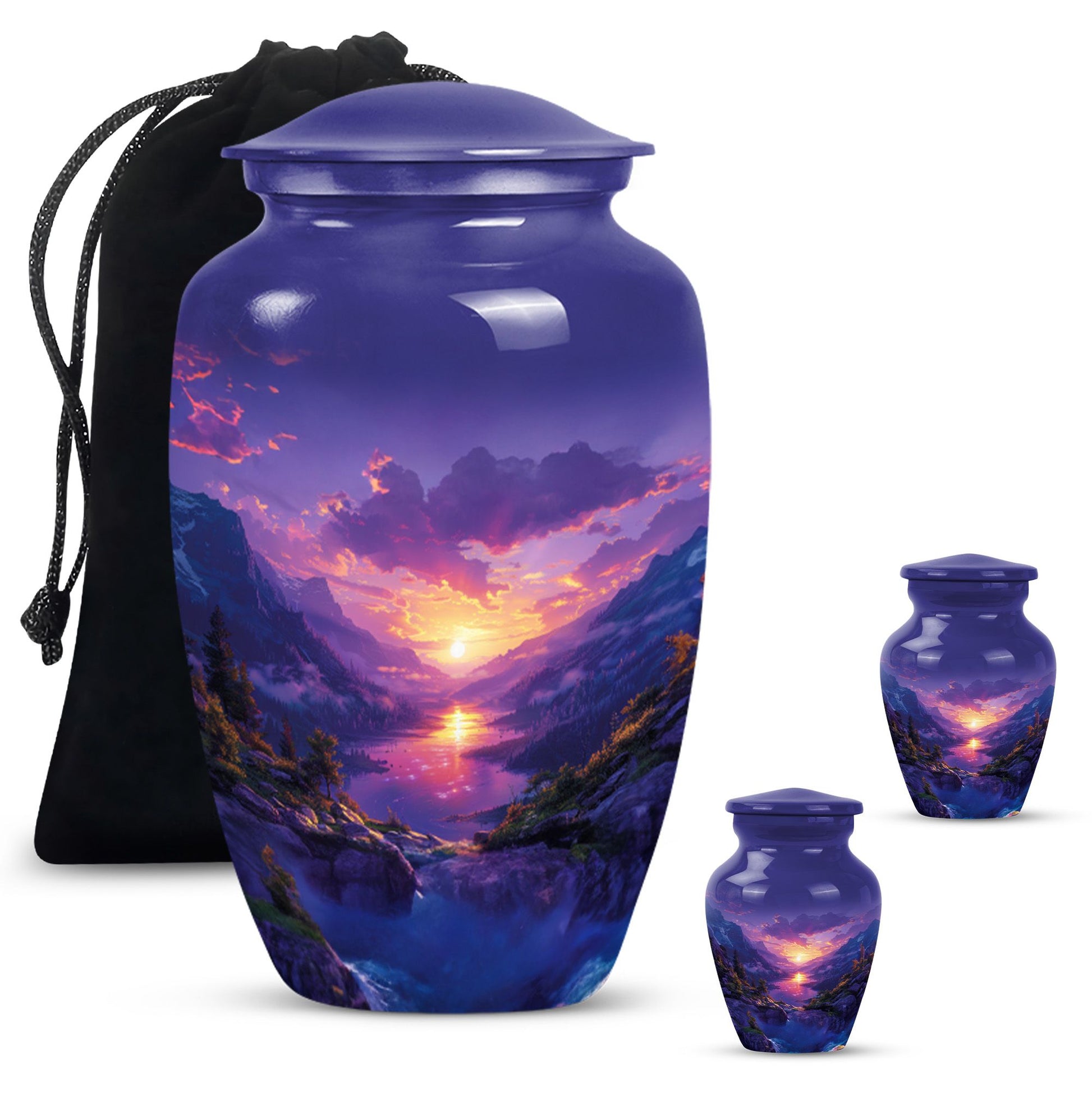 Purple Meadow Urn For Human Ashes Large - Mountain Valley Urn For Funeral