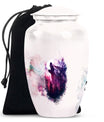Howling Wolf Artistic Memorial Urn - White Cremation Urn For Ashes