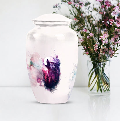 Wolf howling urn