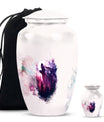 Howling Wolf Artistic Memorial Urn - White Cremation Urn For Ashes