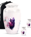 Howling Wolf Artistic Memorial Urn - White Cremation Urn For Ashes