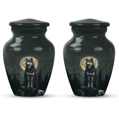 wolf howling urn, memorial urn for adult female