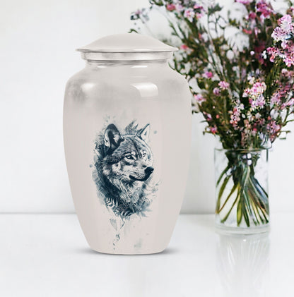 wolf howling urn, funeral urn for men's ashes