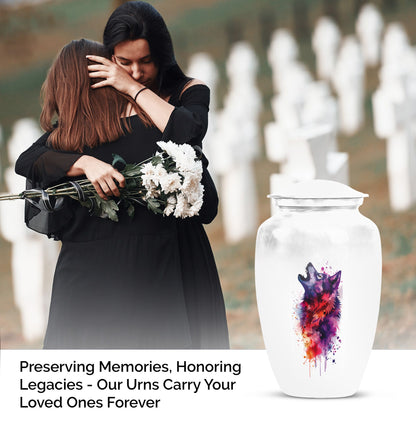  wolf howling funeral ash urn, 
