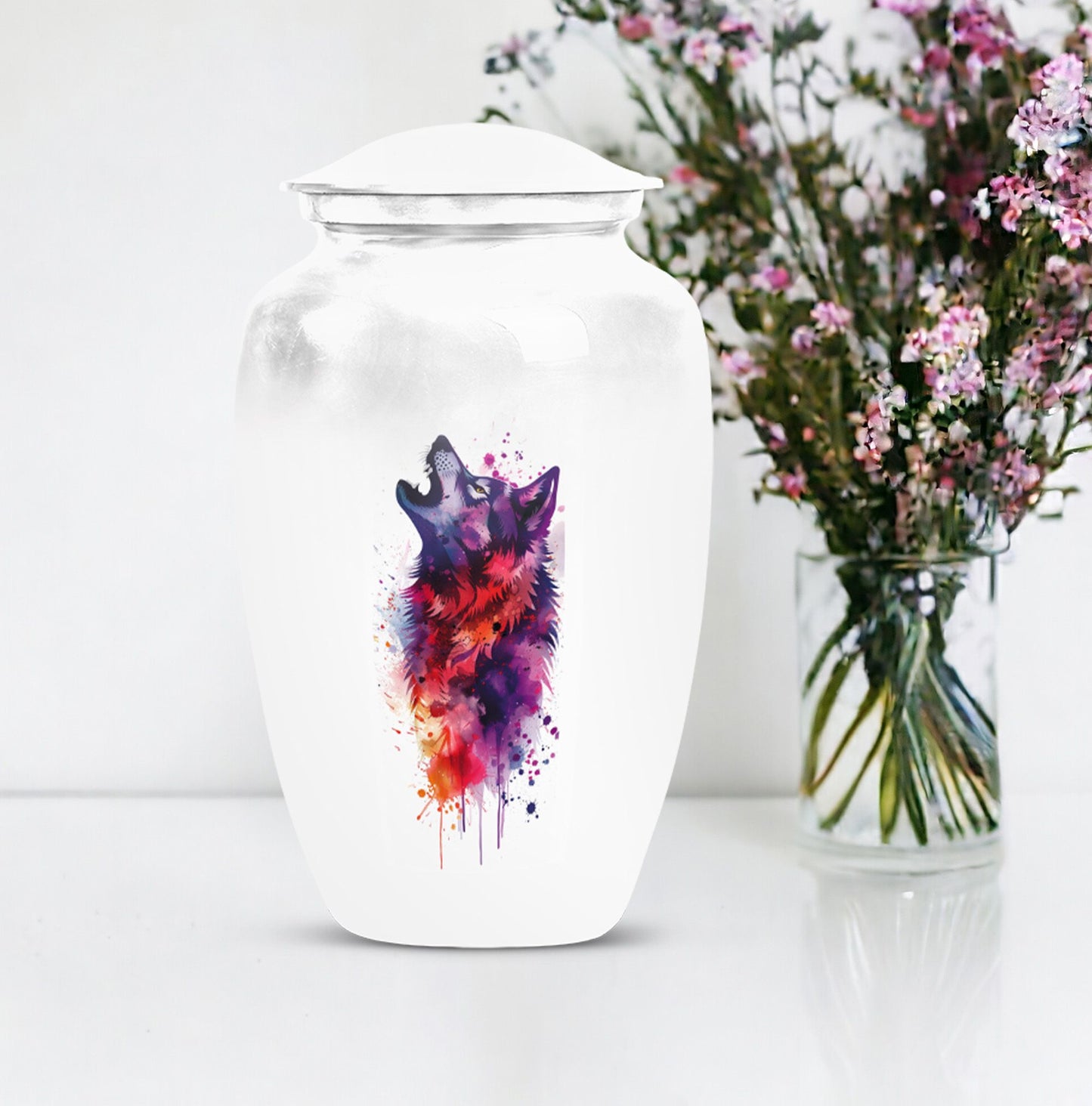  wolf howling funeral ash urn, 