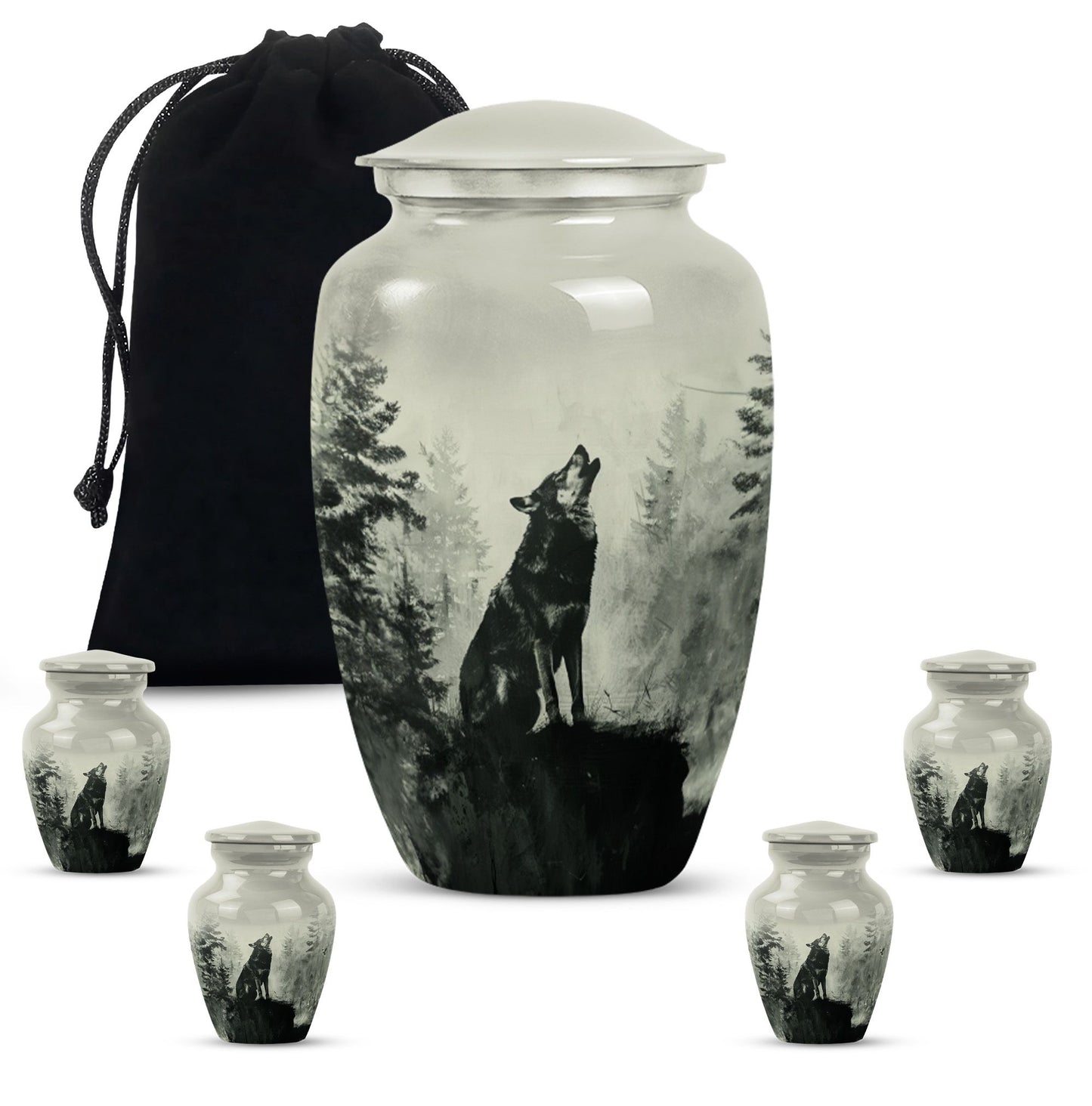 Wolf Howling Memorial Urn, Cremation Urns for Human Ashes
