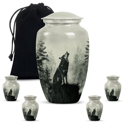 Wolf Howling Memorial Urn, Cremation Urns for Human Ashes