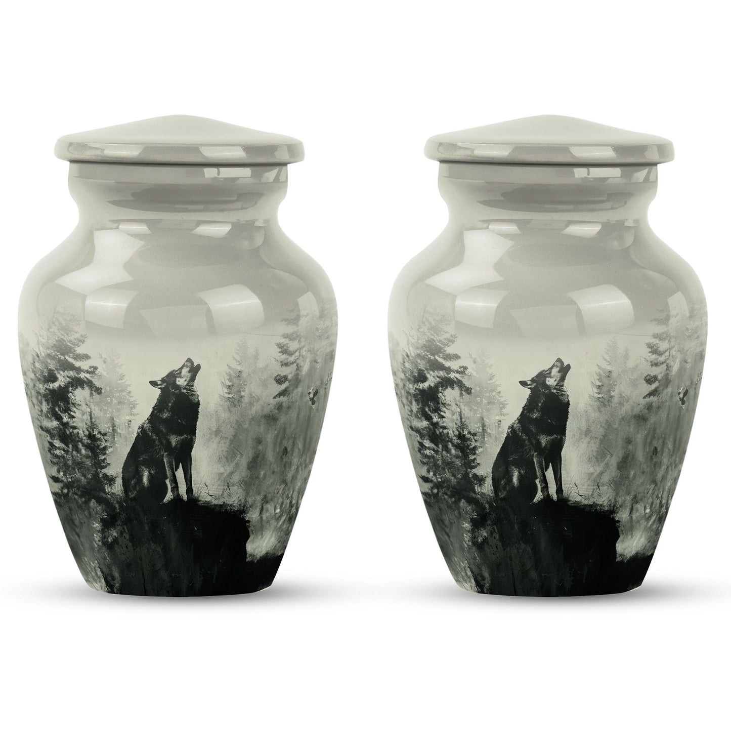 Wolf Howling Memorial Urn, Cremation Urns for Human Ashes