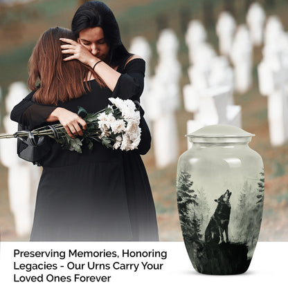 Wolf Howling Memorial Urn, Cremation Urns for Human Ashes