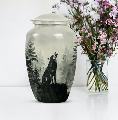 Wolf Howling Memorial Urn, Cremation Urns for Human Ashes