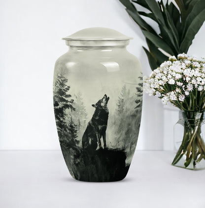 Wolf Howling Memorial Urn, Cremation Urns for Human Ashes