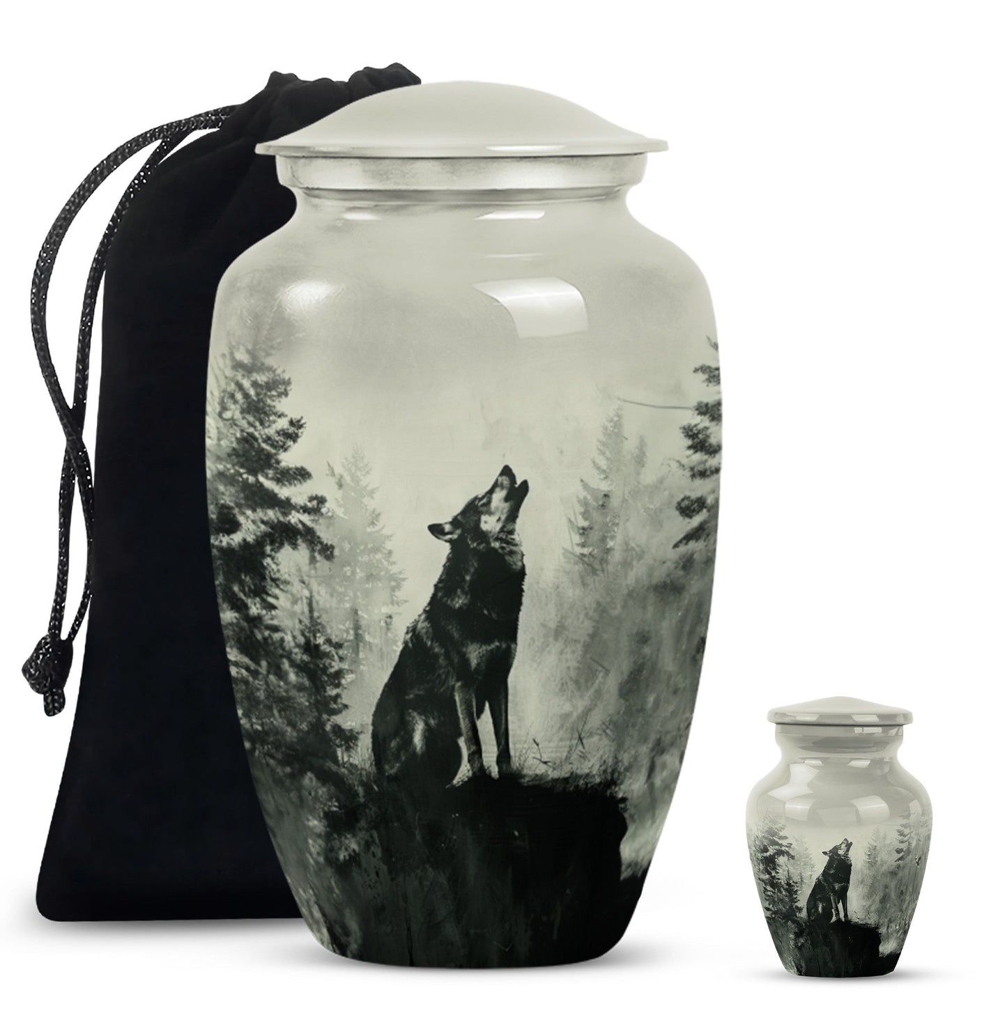 Wolf Howling Memorial Urn, Cremation Urns for Human Ashes