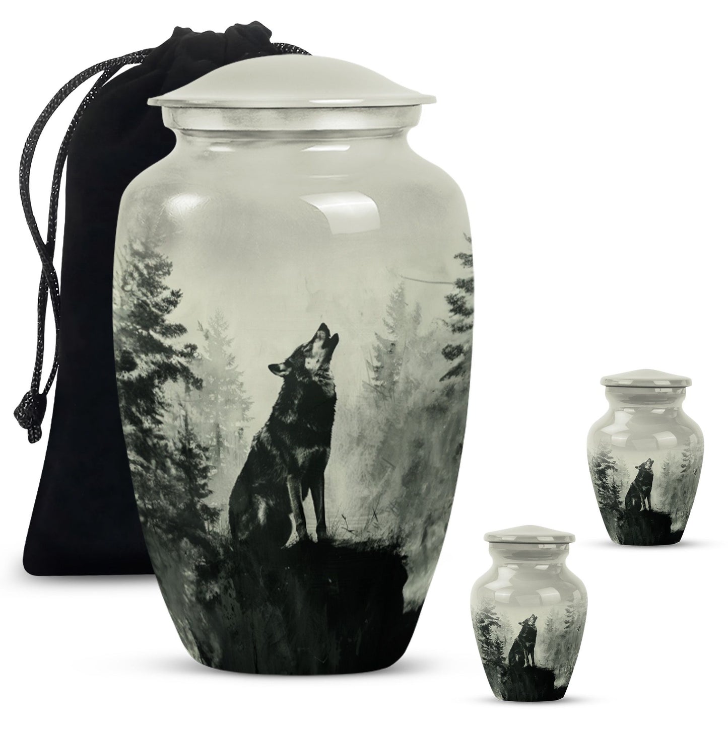 Wolf Howling Memorial Urn, Cremation Urns for Human Ashes