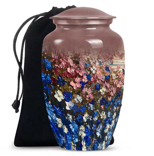 FLOWERS Urn, memorial ash urn for adults.