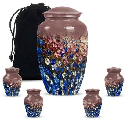 FLOWERS Urn, memorial ash urn for adults.