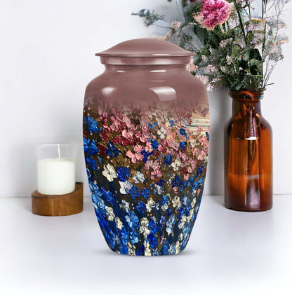 FLOWERS Urn, memorial ash urn for adults.