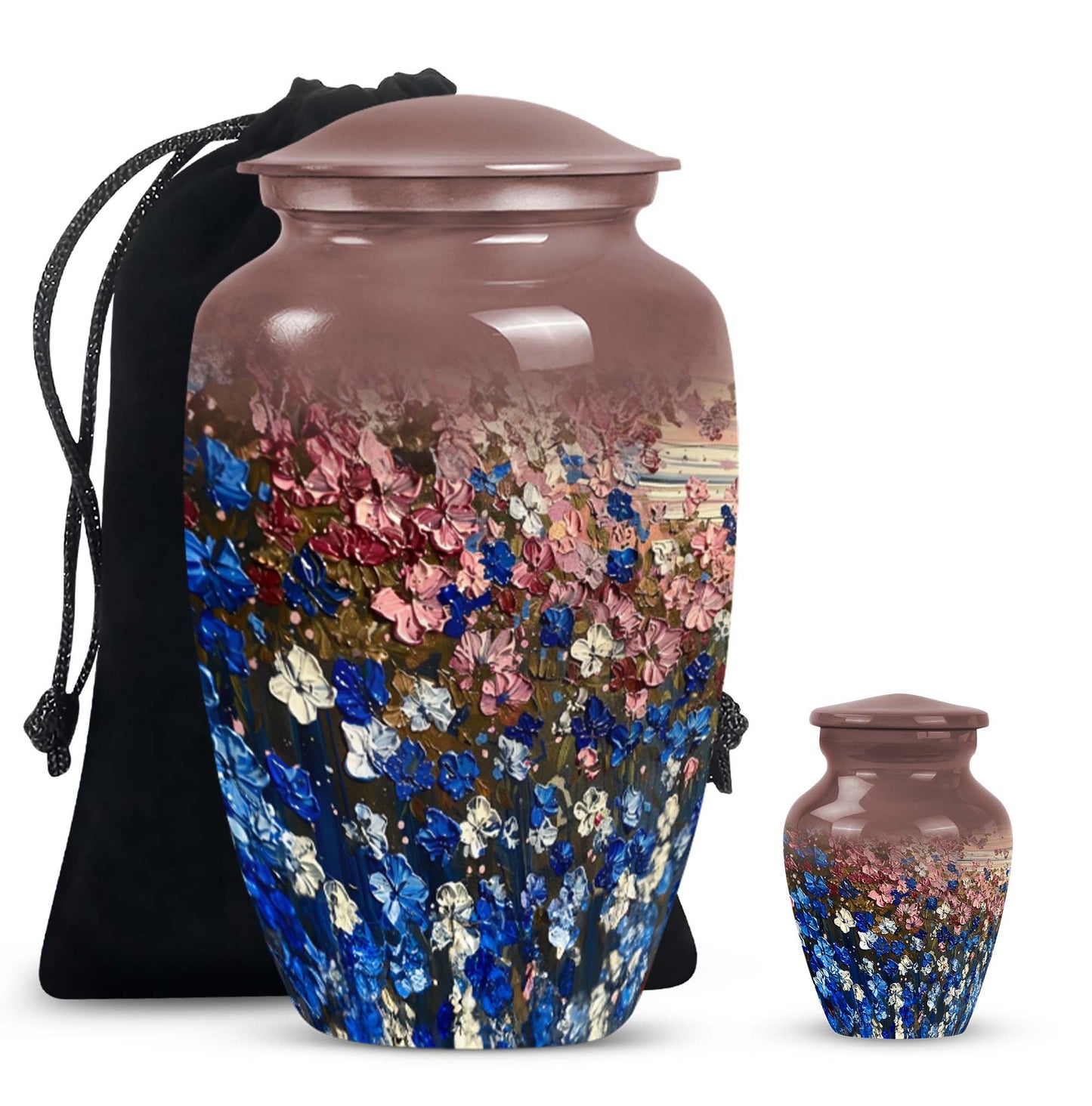 FLOWERS Urn, memorial ash urn for adults.
