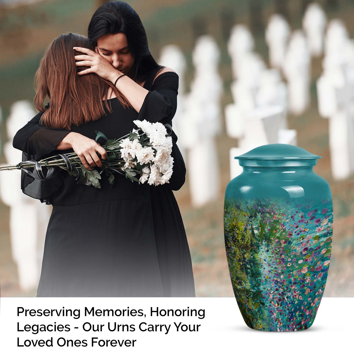 FLOWERS urn, cremation urn