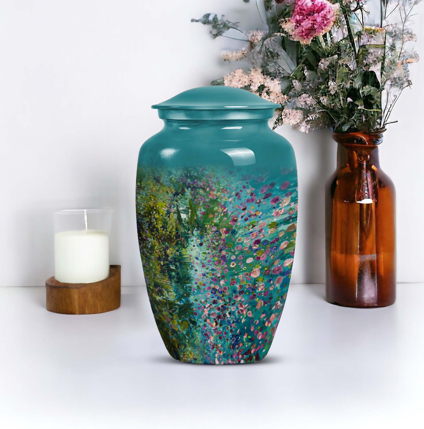 FLOWERS urn, cremation urn