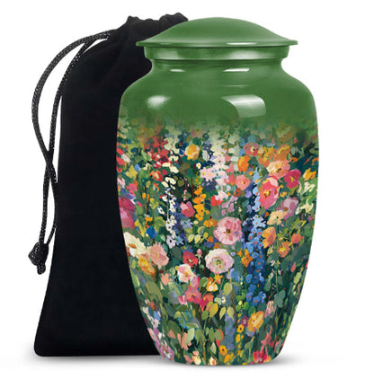 Flowers Urn, large cremation urn for memorial burial