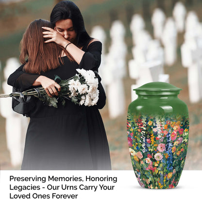 Flowers Urn, large cremation urn for memorial burial
