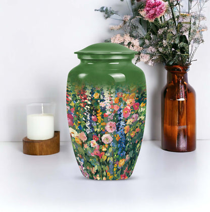 Flowers Urn, large cremation urn for memorial burial
