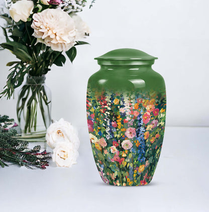Flowers Urn, large cremation urn for memorial burial