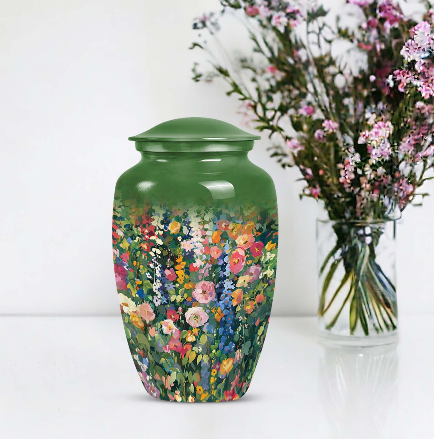 Flowers Urn, large cremation urn for memorial burial