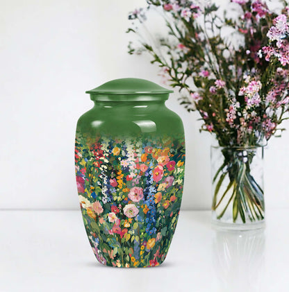 Flowers Urn, large cremation urn for memorial burial