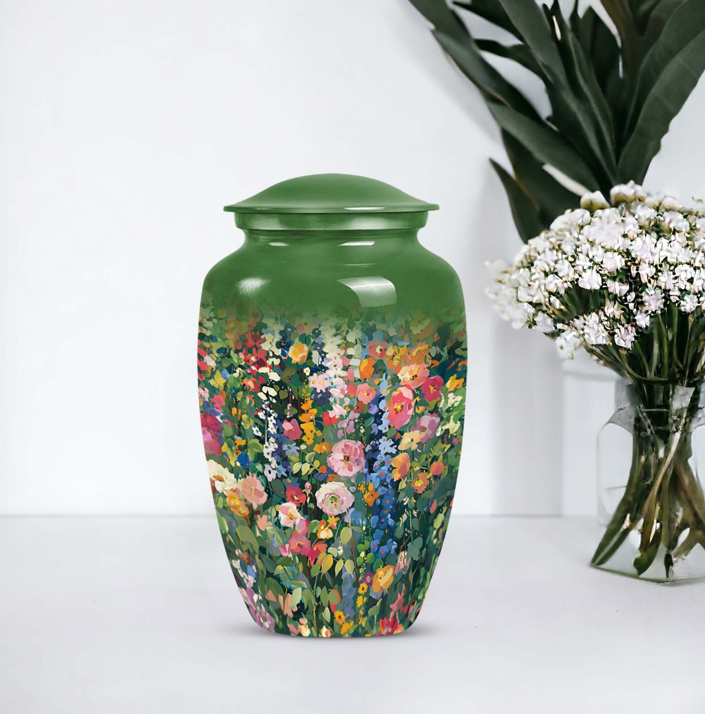 Flowers Urn, large cremation urn for memorial burial