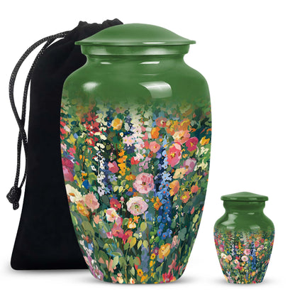 Flowers Urn, large cremation urn for memorial burial