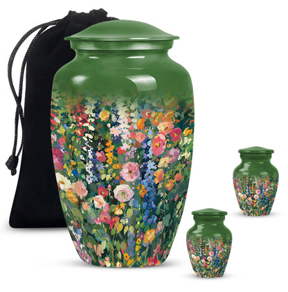 Flowers Urn, large cremation urn for memorial burial