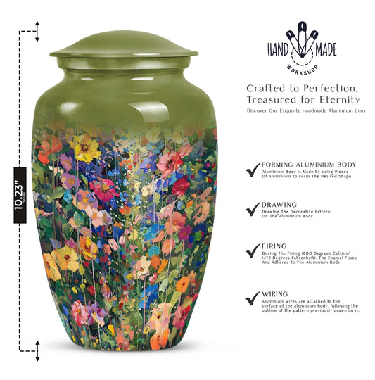 10 inch FLOWERS cremation urn in classic design
