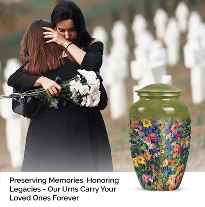 10 inch FLOWERS cremation urn in classic design